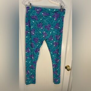 LuLaRoe, Women's Tall & Curvy Leggings Minnie Mouse Blue and Purple